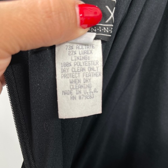 Alex Evenings Black Feather Trim Maxi Dress Evening Party Cocktail - Picture 10 of 11